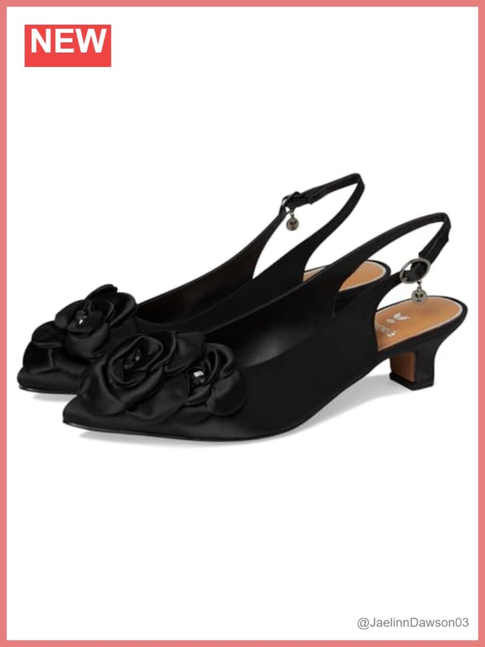 J. Renee Jozey Kitten Heel Slingback Pumps Formal Floral Satin Shoes